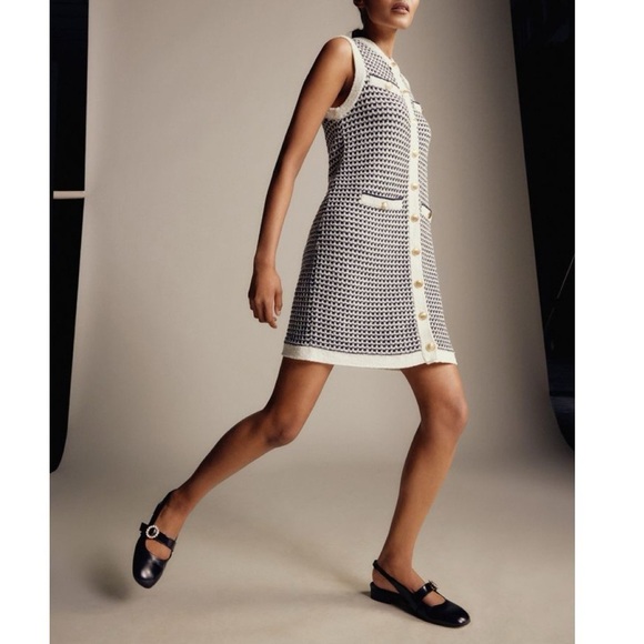 Talbots Textured Tweed Lady Dress Med Sweater Cotton Knit Classic Old Money NWT - Picture 3 of 12